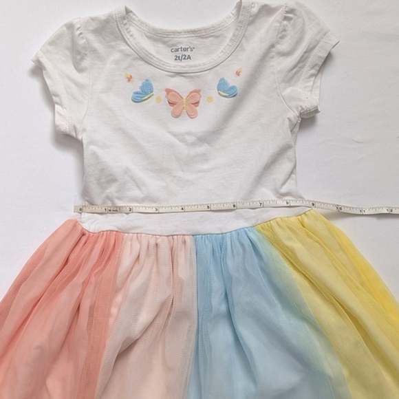 Carter's Pleated Pink Blue Yellow Tutu Short Sleeve Sundress Toddler 2T Girls - Picture 2 of 5